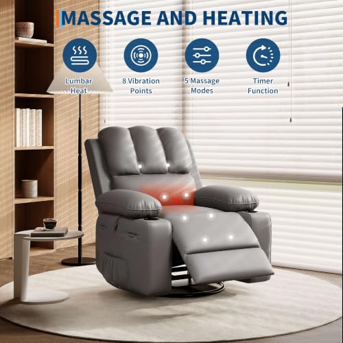 Image of GarveeHome Swivel Rocker Recliner Chair with Heat and Massage