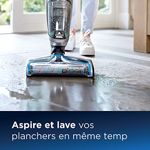 BISSELL CrossWave Cordless sans fil | Aspirateur sécheur 3-en-1 pour sols durs et moquettes, secs et Humide | Nettoyeur Multifonction, 1.44 liters, Argent | 2582N - Image 7