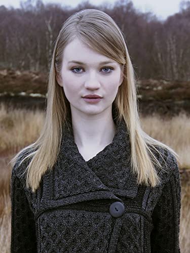 Aran Crafts Women's Irish Cable Knit One Button Long Cardigan (100% Merino Wool)4