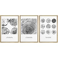 SIGNWIN 3 Piece Framed Canvas Wall Art Black Circle Canvas Prints Home Artwork Decoration for Living Room,Bedroom - 16