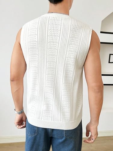 Verdusa Men's Sleeveless Round Neck Knit Tank Top Casual Sweater Vest2