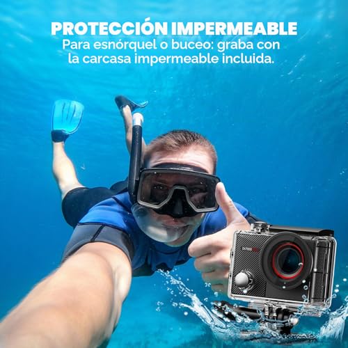 Miniatura 3 de Akaso Ek7000 Pro Cámara Deportiva 4k Con Tarjeta De Memoria Microsdxc De 64 Gb Cámara De Acción 20mp Wifi Cámara Sumergible Acuática 40m Con Eis Control Remoto Multi Accesorios