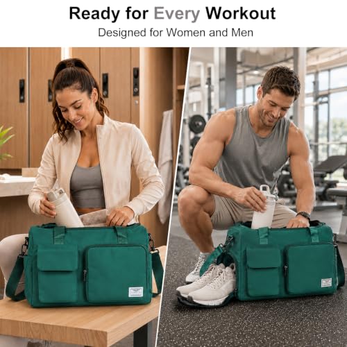 Image of FIORETTO Women's Gym Duffle Bag with Shoes Compartment, 30L Capacity, Ideal for Travel, Gym, Sports, Duffel, Weekender