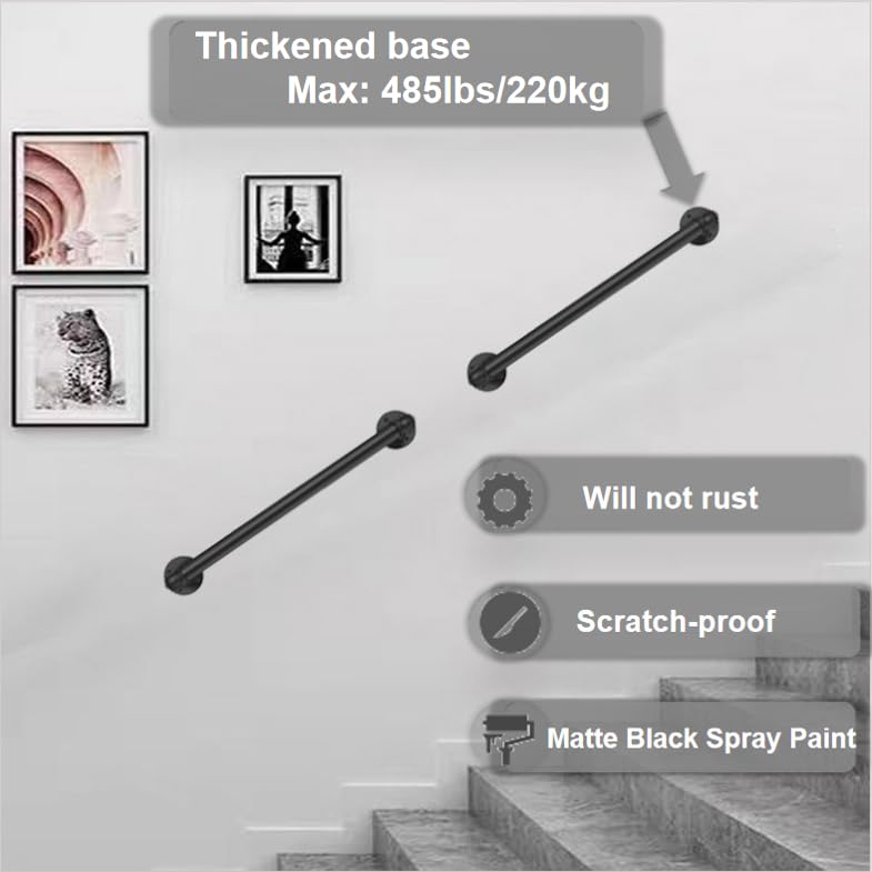 Mophorn 3-Step Handrails For Outdoor Steps Fits 1 Or 3 Steps Matte White Stair Rail Wrought Iron Handrail With Installation Kit Hand Rails For Outdoor Step - View #7