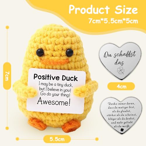 Glamifyr Pocket Hug Positive Enten Plüsch, Mut Mach Geschenk, Glücksbringer für Kinder, Ente Geschenk für Freundin, Familie, Freund, Patient