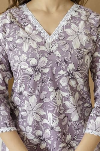 Image of New Cotton Leaf Printed Casual Straight Kurta for Women | Women Formal Kurti