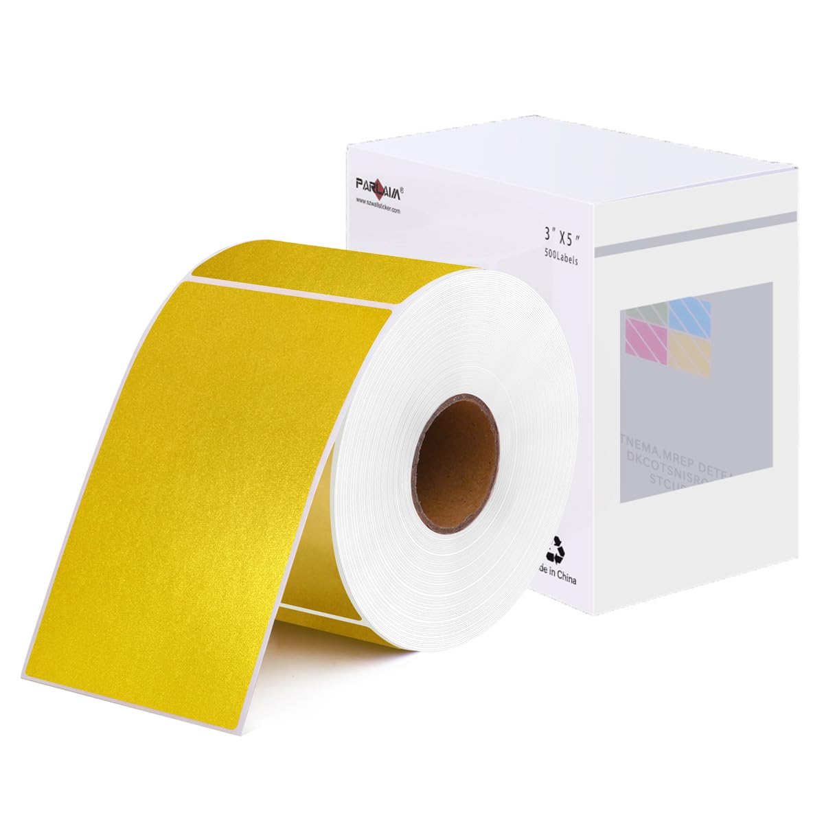 PARLAIM 3 X 5 Inch Color Coding Stickers Adhesive Rectangular Color Code Label, 500 PCS Square Inventory Moving Box Label (Gold)