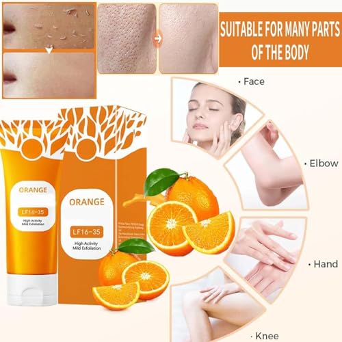 Image of Orange Enzyme Exfoliating Gel for Face & Body | Vitamin C Deep Cleansing Scrub | Dead Skin Remover | Brightening & Pore Cleansing Gel | For Men & Women (100g)