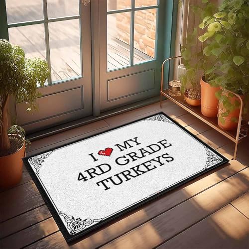 FJHG Welcome-Ish - Felpudo con texto en inglés 'I Love My 4Rd Grade Turkeys' (40 x 60 cm)