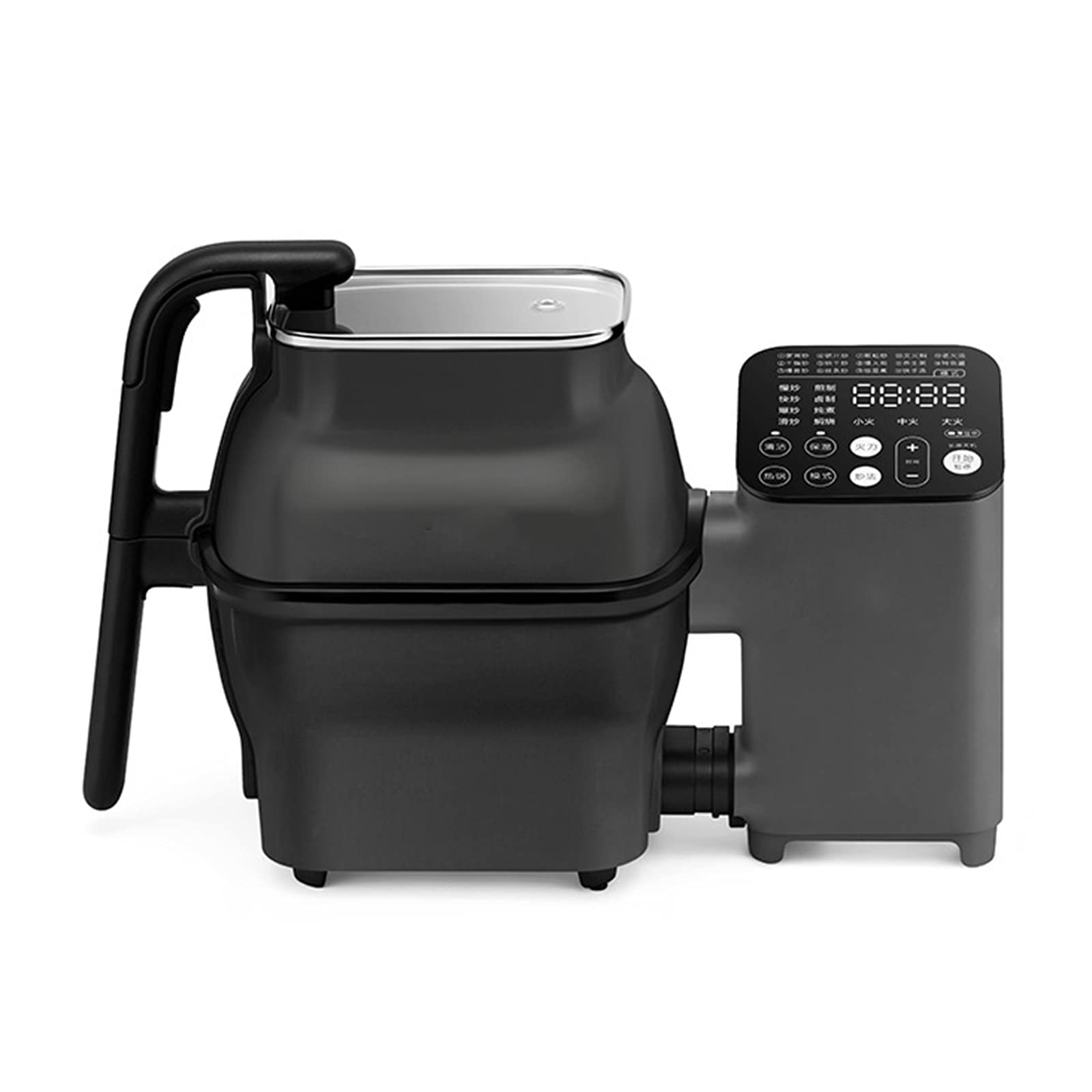 LKJHG Automatic Intelligent Cooker Wok, Household Electric Frying Pan Cooking Robot, Multifunctional Non-stick Wok for Steaming, Frying, Stewing,Black