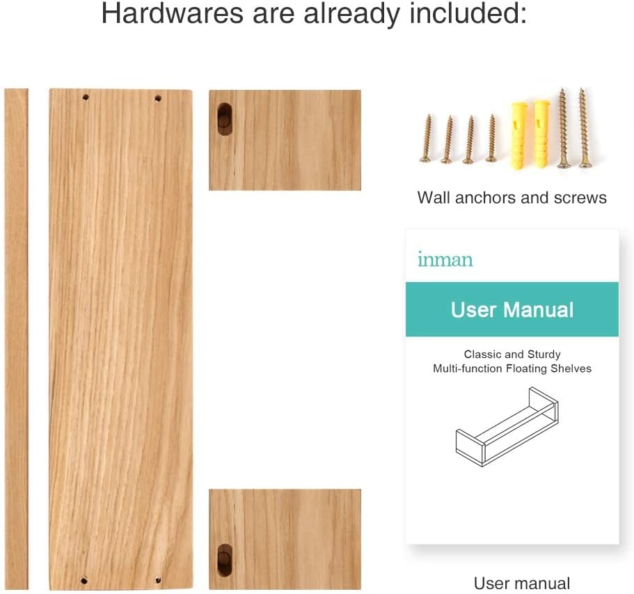 Floating Nursery Shelves 16 inches Oak Wood Wall Mounted Bookshelves for Kids and Nursery, Ideal for Books, Toys, Spice Rack Thick Floating Shelves - Natural