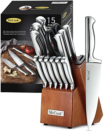 Comparison: Best Knife Set Dishwasher Safe McCook® Knife Sets, German Stainless Steel Kitchen Knife Block Sets with Built-in Sharpener