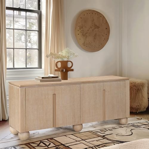 Meridian Furniture 77023Natural Cardiff Collection Modern | Contemporary Sideboard/Buffet with Rich Natural Oak Finish, Solid Wood, Oak Vener, 72" W x 18" D x 29.5" H, Natural - Image 3