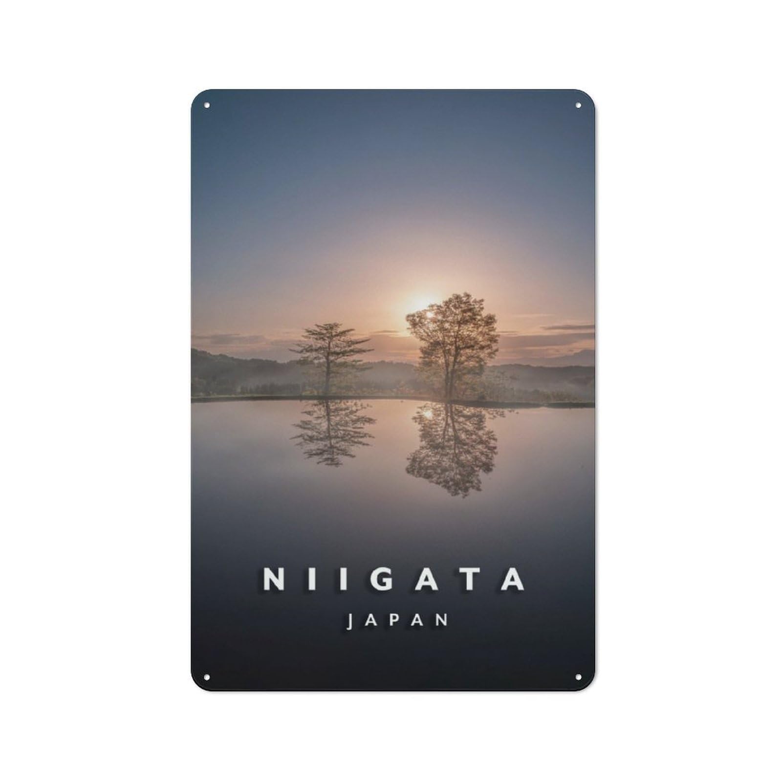 Junmoney Niigata Rice Fields Rustic Tin Wall Plaque 30X20cm For Guest Room Or Hallway, For Garage, Workshop And Man Cave Decoration