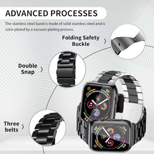 REASDEN Compatible With Apple Watch Band and Case Iwatch Ultra 10 9 8 7 6 5 4 3 2 1 SE 49mm 45mm 46mm 44mm 42mm 41mm 40mm 38mm Series,Men Women Classic Classy Stainless Steel Metal Business