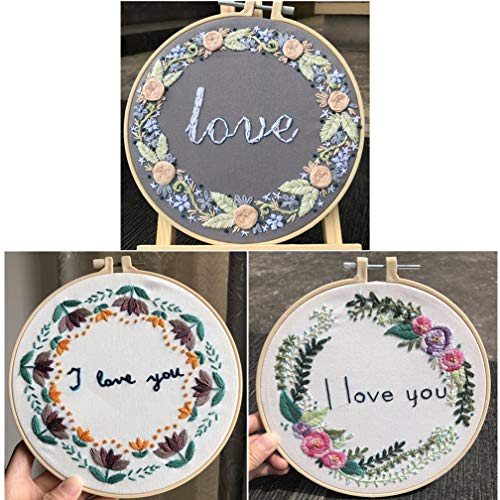 Image of Abillyn 3 Pack Embroidery Starter Kit Love Garland Stamped with Printed Pattern Cross Stitch Embroidery Kits (Garland 3 Pack)
