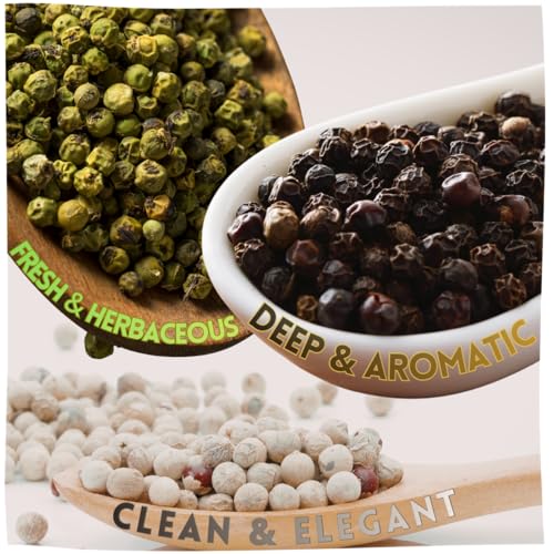 Yupanqui ESSENTIALS [3-Pack] Whole Peppercorn Refills, Black, White & Green image 3