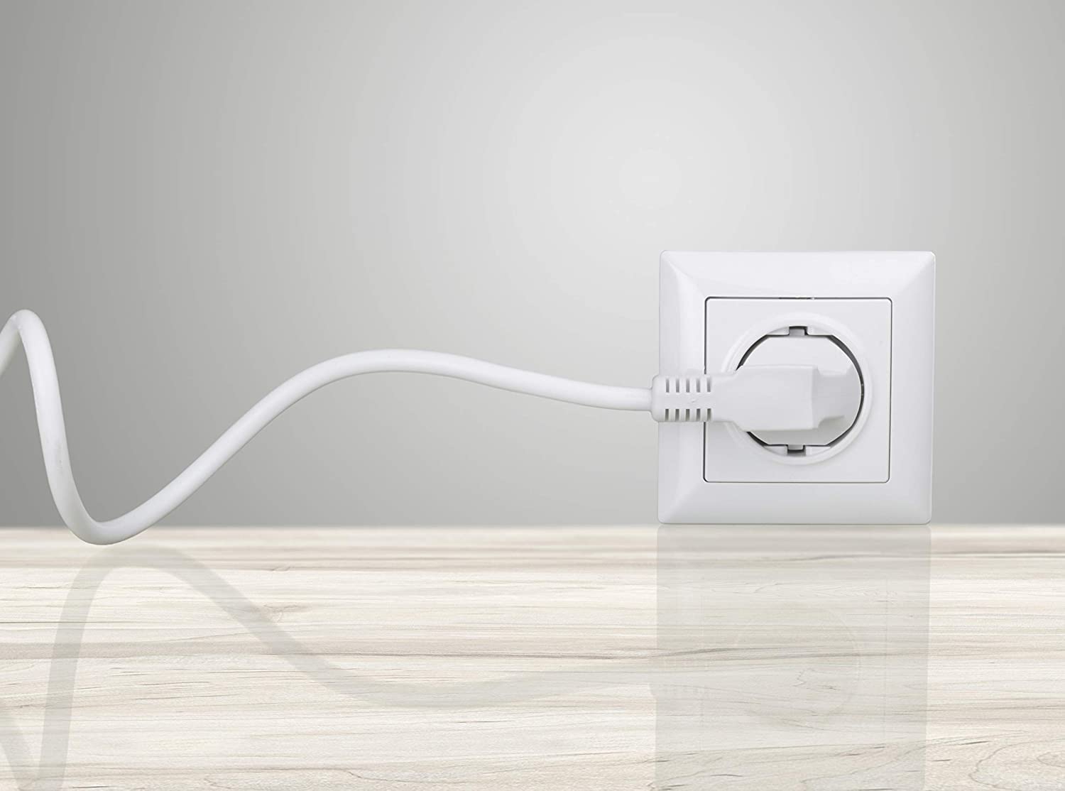 Alargador de cable de 10 m, color blanco, con protección de contacto y seguridad infantil, para interiores, 2 unidades