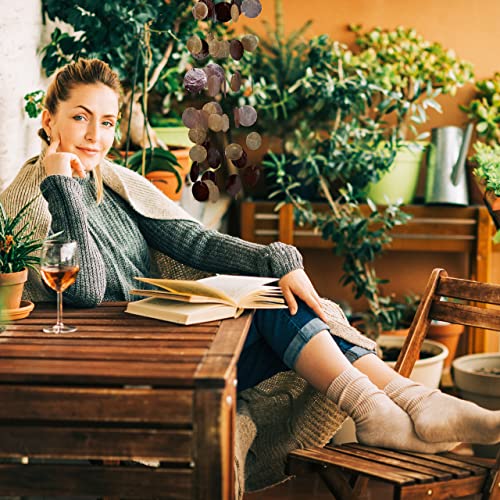 Relaxdays Capiz Windspiel mit Muschel-Girlanden, Perlen, maritimes Holz Klangspiel für Garten, Balkon, 117 cm lang, bunt