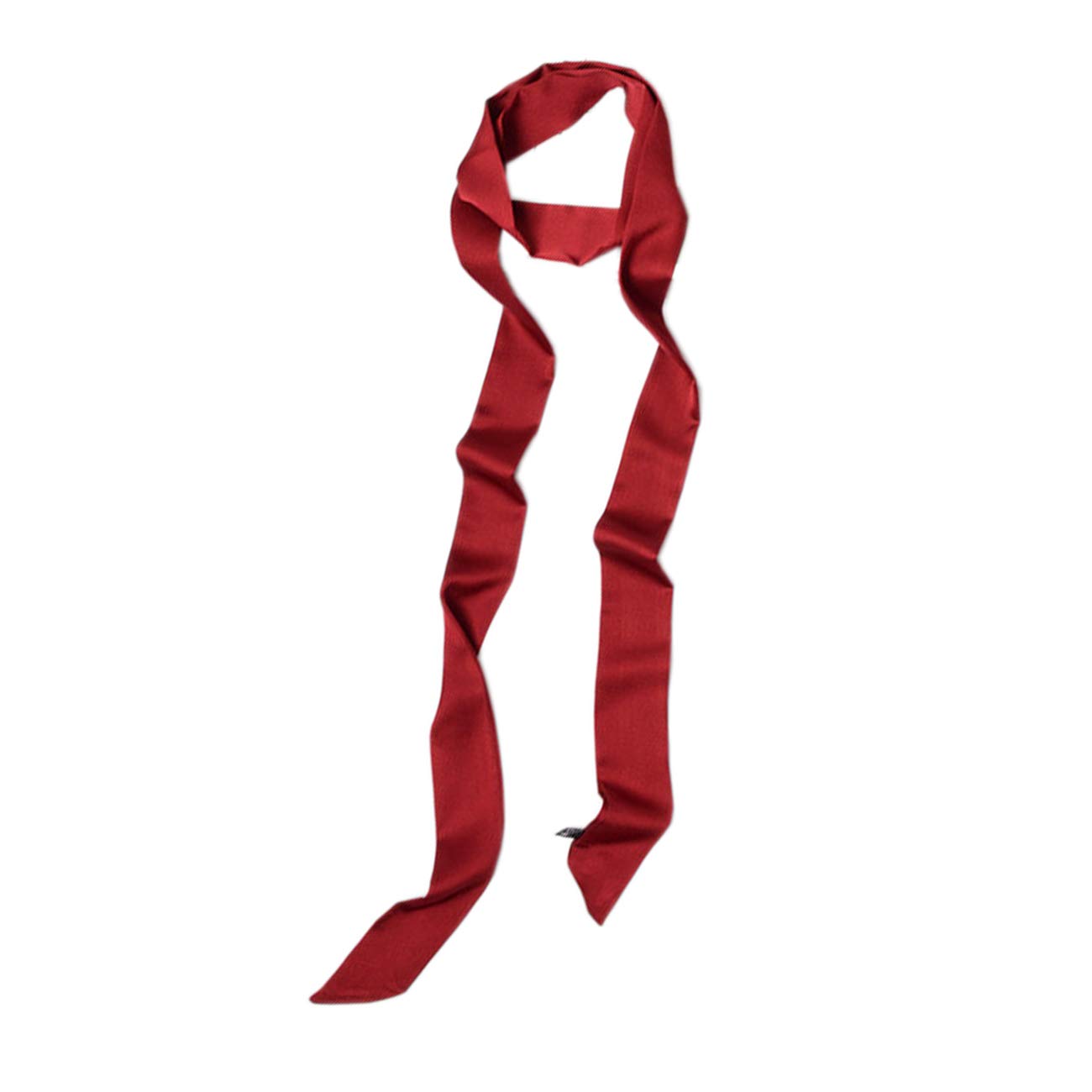 VEICOSTT Ribbon Scarf for Women Long Skinny Satin Belt Sash Necktie Neck Scarf, Burgundy, One Size