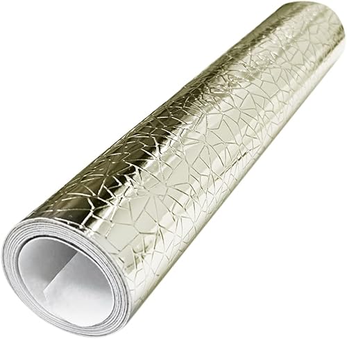 Miniatura 39 de HYANG - Cubo de agua de metal con relieve de espejo dorado, hojas de piel sintética dorada, 1 rollo de 12 x 53 pulgadas, piel sintética muy adecuada