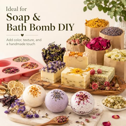 Image of Sukh Dried Herbs Kit - Dried Botanicals Bulk,21 Bags Natural Dry Flowers and Herbs for Soap,Candle,Perfume,Bath Bombs,Resin Jewelry Making Supplies,Fragrance Sachet DIY and Witchcraft