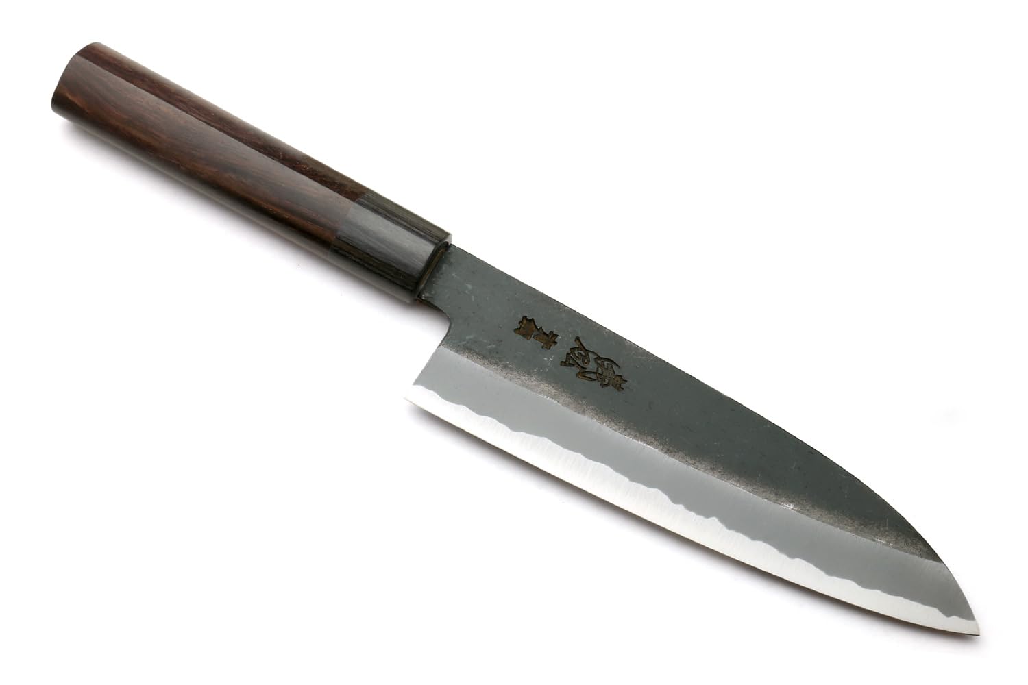 Yoshihiro Aoko Blue Steel Kurouchi Santoku Multipurpose Japanese Chef Knife (7'' (180mm) & No Saya)