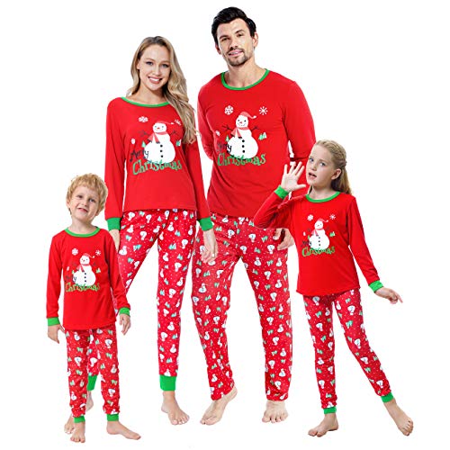 YIJIU Christmas Pajamas for Family Holiday Snowman Sleepwear Long Sleeve Xmas Nightweart,Snowman,Women-S