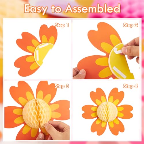 Image of SUNBEAUTY 9 PCS Pastel Flower Party Decorations Hanging Paper Flowers Honeycomb for Women Birthday Spring Easter Wedding Garden Tea Party Baby Shower