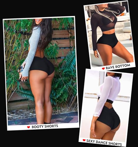Women's High Waist Yoga Booty Shorts V Back Scrunch Gym Workout Spandex Dance Hot Pants Butt Lifting Rave Bottoms2