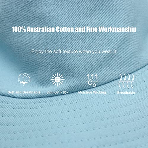 Image of Bucket Hat for Women Men, Reversible Cotton Summer Sun Beach Cap Solid Color Style