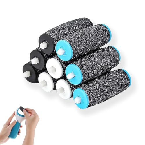 Rodillos de repuesto para limas de pie compatibles con Scholl Velvet Smooth, cabezales de repuesto eléctricos Pedi, 9 piezas, 3 niveles gruesos, incluye removedor de piel dura extra áspera, dureza