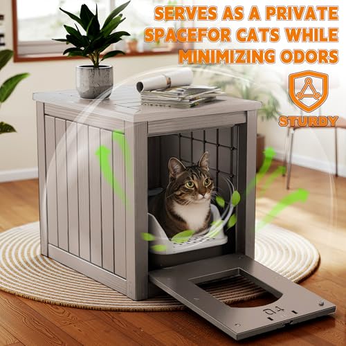 Image of Cat Litter Box Enclosure,Grey