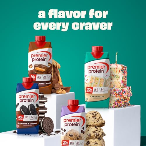 Image of Premier Protein Shake, Cake Batter, 30g Protein, No Added Sugar, 24 Vitamins & Minerals to Support Immune Health, 11 fl oz, 4 Pack