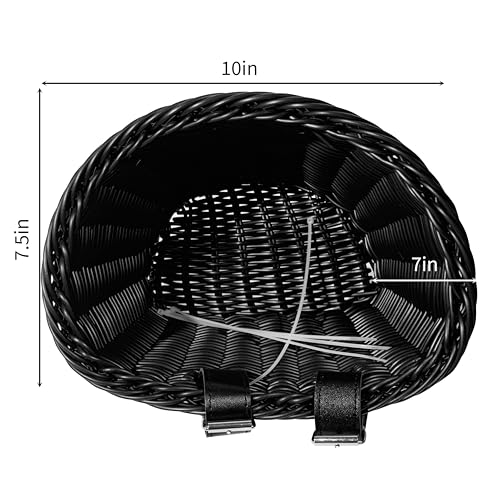Bike Basket Front for Kids & Adult, Detachable Rattan-Style, Black, Small - image 4