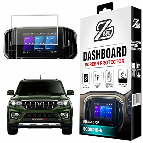 Image of ZEIR Screen Protector For MAHINDRA SCORPIO N 2026 - 8 Inch Infotianment Touchscreen | ScorpioN Car Display Guard | 9H Hardness, Anti-Scratch & Water Resistant | HD Clarity MahindraScorpio Car Dashboard Accessory 2022-Running [Not Tempered Glass] (Zeir-ScorpioN-8inch-Info-Glossy)