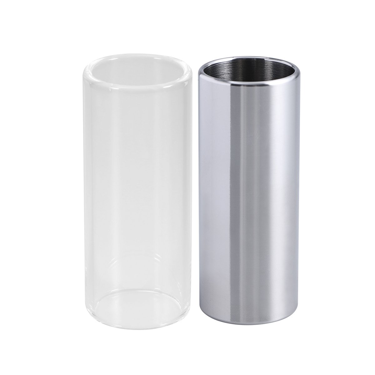 ROSENICE Slide Guitare 2 pièces 60MM glissière en verre et glissière en acier inoxydable Slide Bottleneck moyenne pour guitare basse