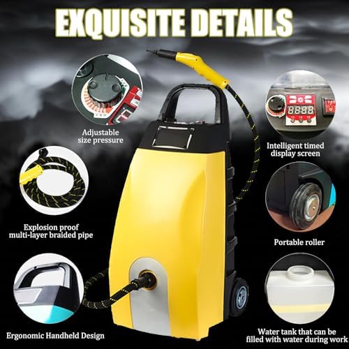 High-Pressure Steam Cleaner, 3000W 3.5L, 110℃ Blue Steam, 5.0 Bar Fast Heat-up in 40s, 6 Accessories for Home, Car, Range Hood & Air Conditioner Cleaning