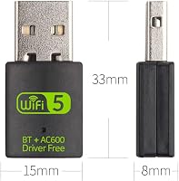 RUIZHI WiFi USB Adapter 600Mbps Bluetooth 4.2 Dongle Dual Band 2.4GHz/5.8GHz Laptop PC Windows Mac Kompatibilis 8