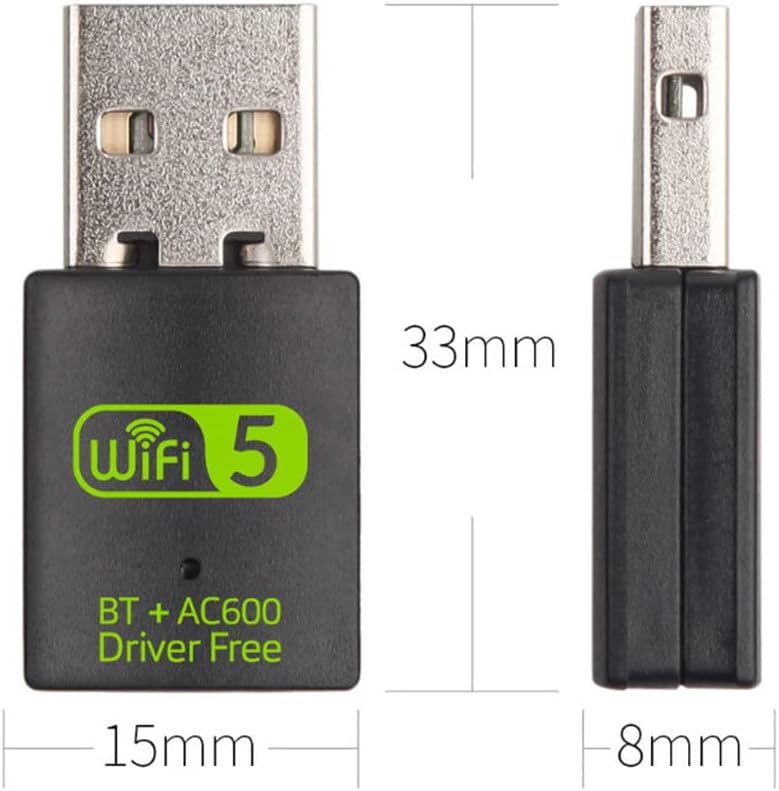RUIZHI WiFi USB Adapter 600Mbps Bluetooth 4.2 Dongle Dual Band 2.4GHz/5.8GHz Laptop PC Windows Mac Kompatibilis