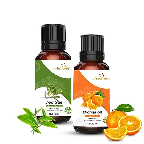 Image of Pure Combo Of 2 Essential oil For Hair & Skin Natural Therapeutic Grade & Undiluted Oil 15ML (Teatree-Orange)