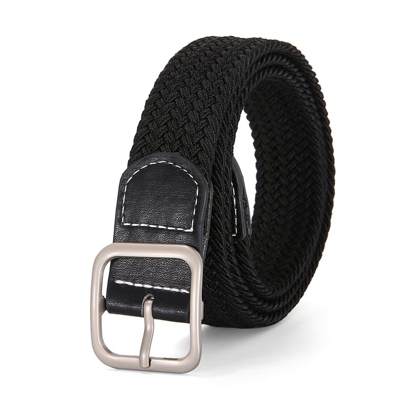 Xiao Hua Stretch Belt for men and women,Elastic Woven Braided belt,Casual comfortable and versatile practical accessories for dressing,41.34 inches(Black) A