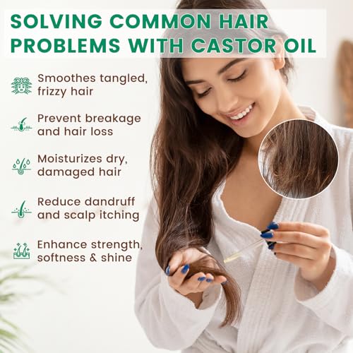 Image of PHATOIL Organic Cold Pressed Castor Oil USDA Certified, 4fl.oz Glass Bottle | Rich in Omega Fatty Acids, Ideal for Hair Growth, Eyebrows, Lashes, and Skin Care