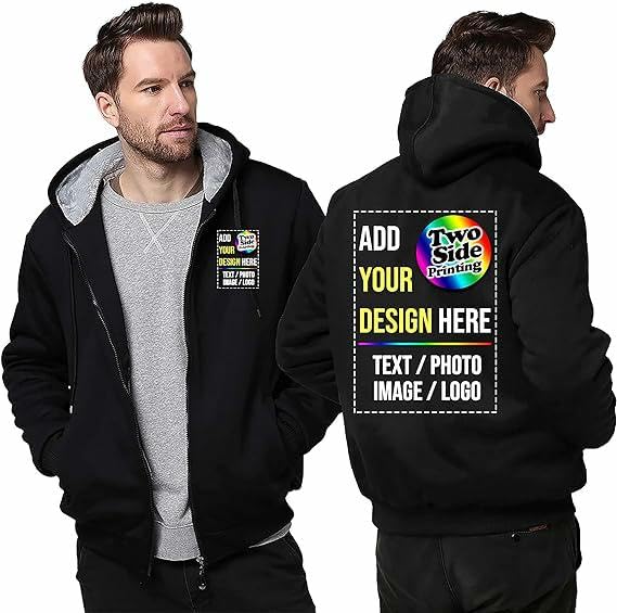 Custom Hooded Jacket Personalized Hoodies Design Your Own Made Sweatshirt Fleece Full Zip Thick Coat