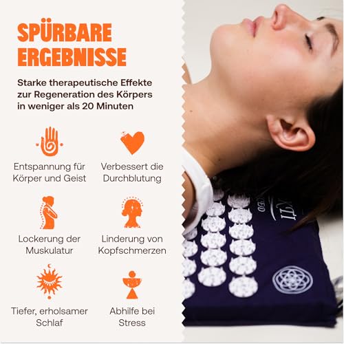 ShaktiMat [Das Original seit 2007] Akupressurmatte zur Entspannung für Rücken, Nacken, Füße, Ethische Handarbeit, GOTS-zertifizierte Bio-Baumwolle, Orange 2