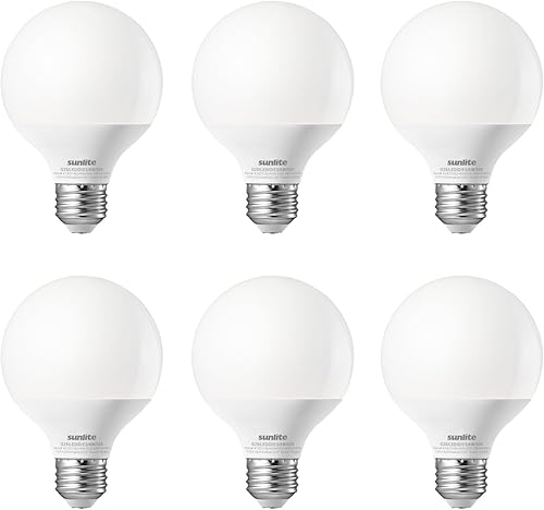Sunlite Bombilla LED G25 41821, 6 vatios (equivalente a 60 W), base E26 estándar, 520 lúmenes, regulable, esmerilado, Energy Star, 90 CRI,