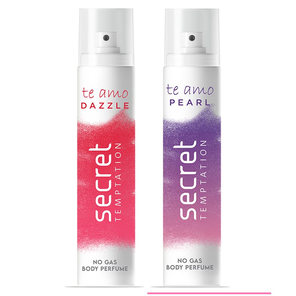 Secret Temptation Te Amo Dazzle and Pearl No Gas Body Spray for Women, Pack of 2 (120ml each)|Deo Combo|Long lastiing Floral Deodorant