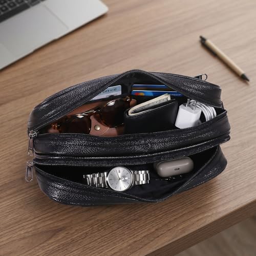 Image of kbi Mens Cash Bag Pouch Money Carrying Handling Luggage Multipurpose Travel Pouch vegan Leathe