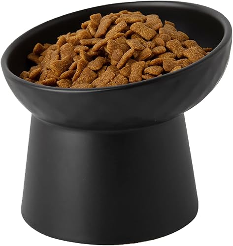 Pequeños cuencos elevados de cerámica para gatos, cuencos elevados inclinados para alimentos o agua, sin estrés, prevención de reflujo, aptos para