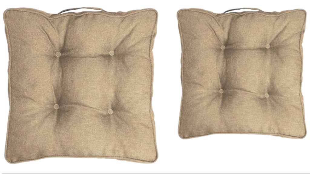 chilly pilley Cuscino Per Sedia Con Manico Cuscino Da Giardino Cuscino Trapuntato Per Sedia Ampia Scelta Di Colori E Dimensioni (2x Cuscini 50 X 50, Cappuccino)